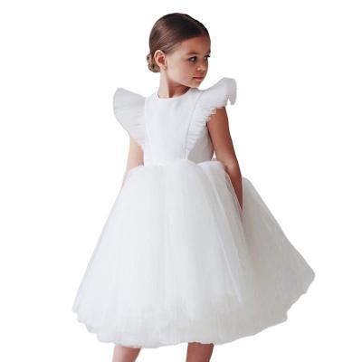 China High Quality Anti-static Elegant Flying Sleeve Yarn Boutique Summer Princess Dresses Tulle Host Princess Dance Party Dress for sale