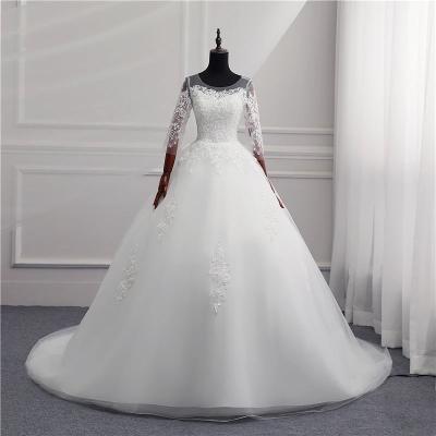 China Vestidos De Noiva Elegant Plus Size Quarter Sleeve Princess Adjust Lace Three Quarter Sleeve Wedding Dresses Anti-static Hot Sale for sale