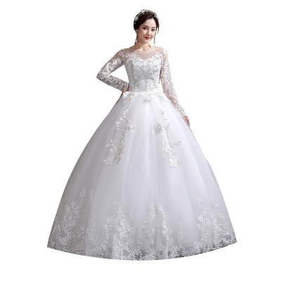 China Pretty Long Anti-Static Lace Wedding Dress Plus Size Wedding Dress Vintage Women Fashion Print Element Casual Bride Floral Beach OEM Train for sale