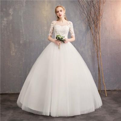 China New Cheap Half Sleeve Princess Illusion Wedding Dresses Cap Sleeve Wedding Dress Bright 2023 Can Custom-made Vestido De Noiva for sale