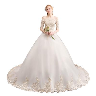 China New Cheap Breathable Half Sleeve Illusion Cap Sleeve Princess Wedding Dress 2023 Can Custom-made Vestido De Noiva for sale