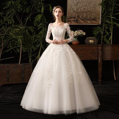 China New Luxury Muslim Ball Gown Wedding Dress Full Sleeve Anti-static Lace Wedding Dresses 2023 Custom-made Vestido De Noiva for sale