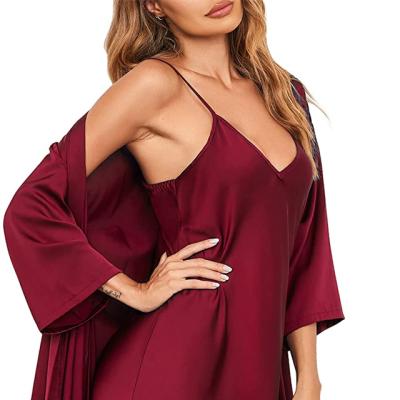 China Sale Natural Silk Long Robe Set Women Long Robes Sleepwear 100% Breathable Warm Luxury Pure Silk Soft Nightgown Sleeping drees for sale