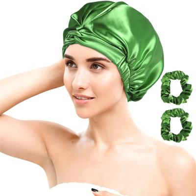 China New Design Casual Turban 100% Silk Hoods With Elastic Band Wrap Double Layer Silk Hood for sale