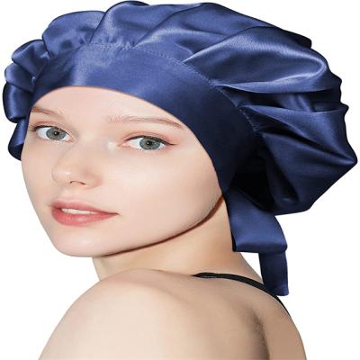 China Luxury Double Layer Satin Hood Silk Cowl With Logo Custom Satin Hair Hoods And Wraps For Curly Hair for sale