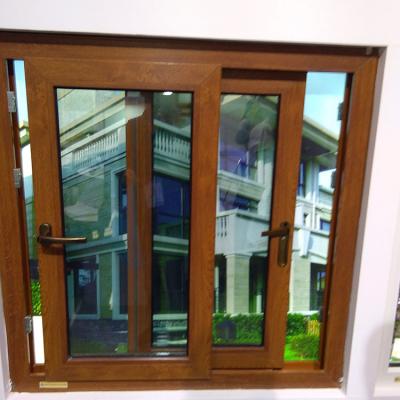 China High Quality Wood Folding Wood Screen Grain PVC Sliding Window Double Glazed Color for sale