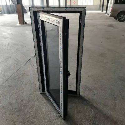 China Folding Screen Black Color PVC Patio Door Casement Single Window Exterior Opening With Accordion Screen for sale