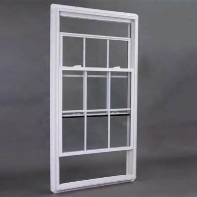 China Folding Screen PVC Frame Lift Sliding American Sash Windows Down Sliding Single Hung PVC Sash Windows With Double Glazing for sale