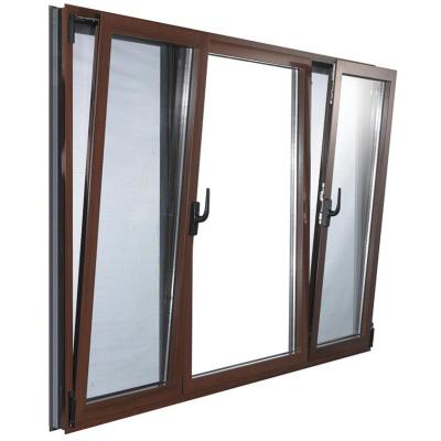 China Modern Two Way Opening Tempered Glass Aluminum Screen Fashion Dual Tilt And Turn Folding Window for sale