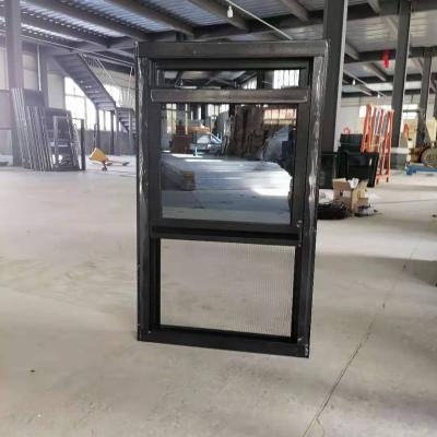 China Folding Screen Vertical Opening Sliding Window Aluminum Black Double Hung Windows With Low E Tinted Reflective Glass for sale