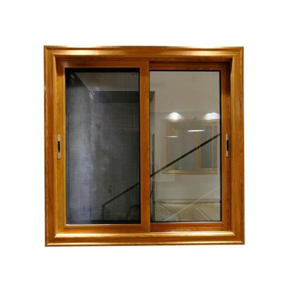 China Folding Screen Wood Finish Aluminum Windows Sliding Windows Wooden Texture With Double Insulated Glass for sale