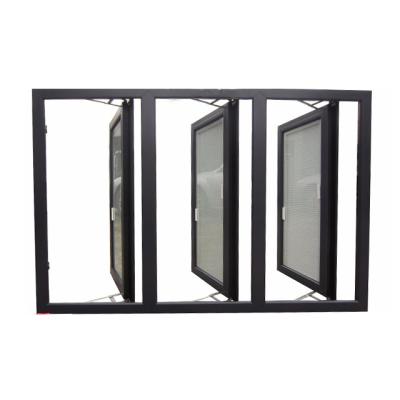 China Folding Aluminum Casement Windows Steel Doors Screen Modern Design Black Color Customized Windows for sale