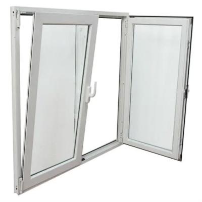 China Double Or Triple Glazed Folding Screen Champagne Color Tilt And Turn Aluminum Window System With Fly Screen for sale