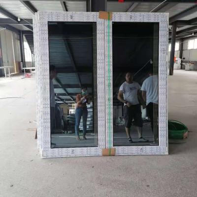 China Exterior waterproof pvc upvc double swing open casement door with hurricane impact glass for home for sale