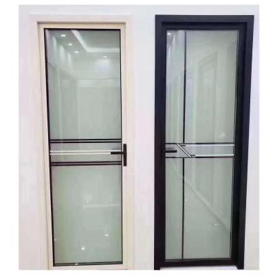 China Modern cheap fancy waterproof casement single door frosted bathroom aluminum doors alloy toilet glass titanium-magnesium swing doors for sale