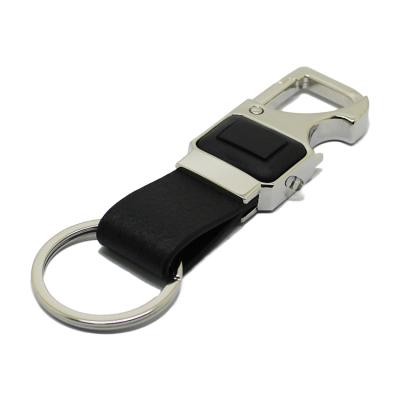 China Promotional High Quality Custom Logo Metal Key Ring Leather Decoration Key Chain Holder For Man for sale