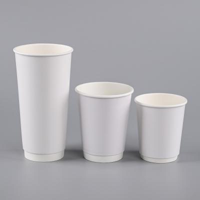 China Disposable factory price wholesale custom 8oz 10oz 12oz 16oz soda smooties beverage hot tea coffee white double wall disposable paper cups for sale