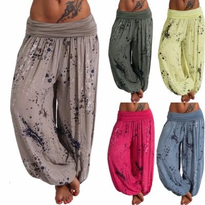 China QUICK DRY Army Green Size XXXXXL Wide Leg H704 Pants Casual Blue Rayon Indian Print Khaki Pants Womens Girls Harem Pants Trousers for sale