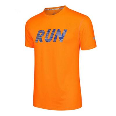 China 100% Polyester Mesh Anti-pilling Dri Fitted T Shirts For Marathon Running Orange T Shirts (A195) for sale