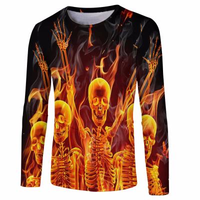 China C03 Sublimation T-shirt Caliber 2018 Anti-pilling Fire And Skull Mens Long Sleeves T-Shirt for sale