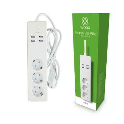 China New commercial smart remote control power saving socket 3outlet 4usb socket wifi socket WOOX energy saving socket for sale