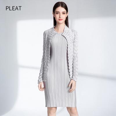 China miyake 2021 anti-pilling pleated autumn ladies fashion casual cardigans pleated irregular jackets ladies for sale