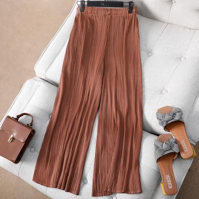 China Anti-wrinkle Miyake custom made 2022 spring and summer pleated wide leg high waist slimming women plus size casual pants pants for sale