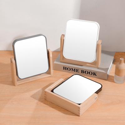 China HANXIN High Quality Eco-friendly Natural Bamboo Wooden Mirror Magnifying Pocket Mirror Makeup Hand Mirror Dressing for sale