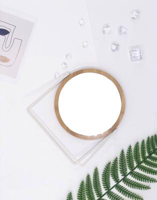 China Magnifying High Quality Eco-friendly Bamboo Magnifying Double Side Standing Cosmetic Mirror Table Mirrors Makeup Mirror for sale