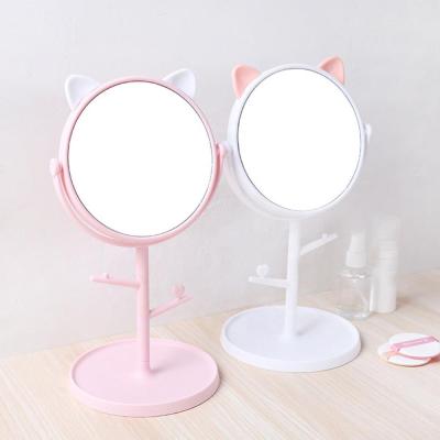 China Magnifying Hot Selling Oval Shape Plastic Frame Fancy Makeup Desk Mirror With Case for sale