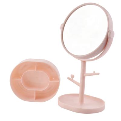 China Portable Magnifying Antique Magnifying Plastic Desktop Stand Mirror Table Top Magic Makeup Mirror for sale