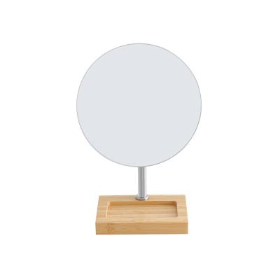 China HANXIN Manufacture Professional Natural Bamboo Makeup Mirror Magnifying Cosmetic Desktop Framed Vanity Mirror for Goddess Festival for sale