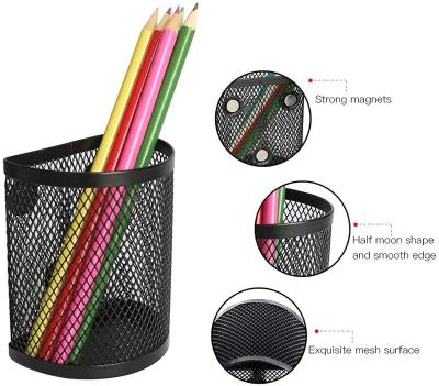 China Modern Magnetic Pen Pencil Mesh Metal Basket Organizer for Kitchen Refrigerator Fridge Whiteboard for sale