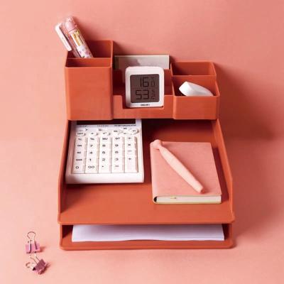 China Plastic Stackable Accessories Tray Organizer Set Desk for Office Office Supplies File Document Letter for sale