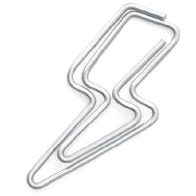 China Chinese Designer Iron Wire Manufacturer Unique Lightning PET Coated Paper Clip for sale