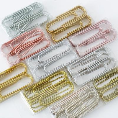 China PET Coated Wire Glitter Metal Office School Paper Clip Set Candy Student Paper Document Organizer Clip for sale