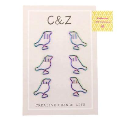 China 6 Pack Metal Rainbow Bird Paper Clip for sale