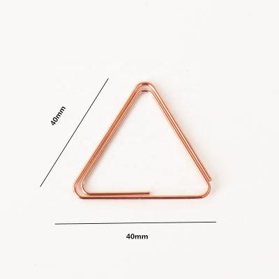 China Clear Gemotry Metal Triangle Paper Clips Kawaii Stationery Paper Clips for sale