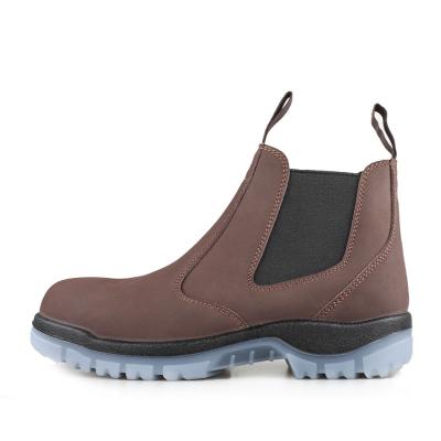 China Fashionable Kevlar midsole fiberglass toe wear proof Chelsea safety waterproof boots with nubuck PU/TPU leather outsole waterproof for sale