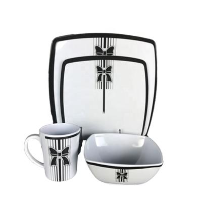 China BPA Free Melamine Western Unbreakable High Quality Square Dinnerware Set for sale