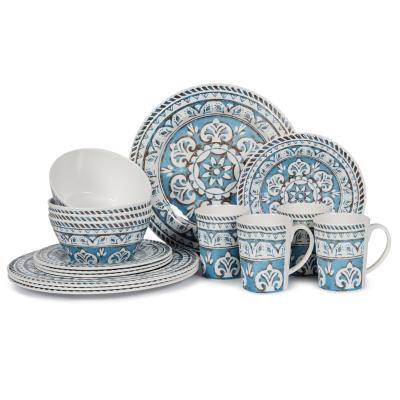 China Western Set 16pcs Wares Table Beware Dinnerware Sets , Dining Breakfast Melamine Dinner Wares Tableware for sale