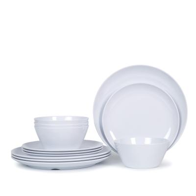 China Sustainable Solid White Color Bulk Packing Side Plate Dinner Plate And Bowl Melamine Dinnerware Set for sale