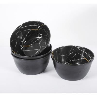 China Wholesale Black Plastic Viable Soup Bowl Melamine Bowls, 6 Inch Salad Soup Rice Round Melamine Marble Bowl for sale