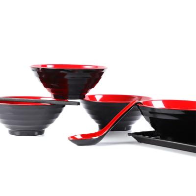 China Minimalist High Quality Classic Design Red And Black Color Noodle Ramen Durable Bowl for sale