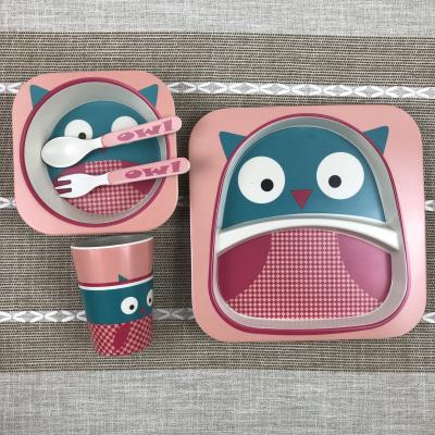 China Kids Safe Hot Sale Cute Bamboo Tableware Kids Dinnerware Set BPA Melamine Melamine Eco-Friendly Kids Tableware Set for sale