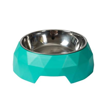 China Plastic Dog Cat Stainless Steel Bowl Set Melamine Non-automatic Multi Size Recessed for sale