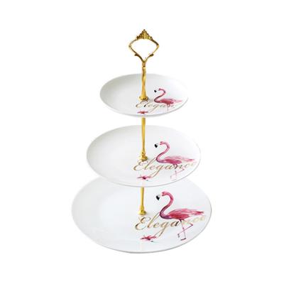 China Prato bolo sustainable melamine 26*38cm serving 3tier tray, white cake serving tray with stand for cake snack for sale