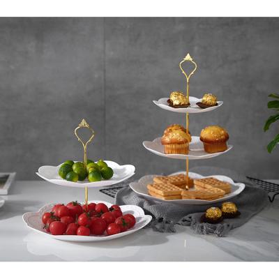 China Plastic Platos Para melamine viable pastel turntable stand, grade melamine cake dessert ktv fruit 2 tier top tray for sale