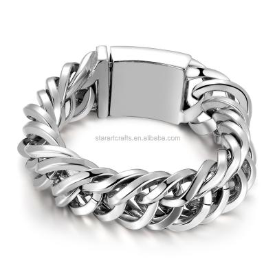 China Simple Wave B600 316L Stainless Steel Chain Bracelets Big Heavy Cheap Jewelry for sale