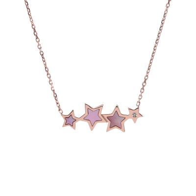 China CLASSIC Cluster Star Shell Pendant Stainless Steel Rose Gold Plated Jewelry Choker Chain for sale